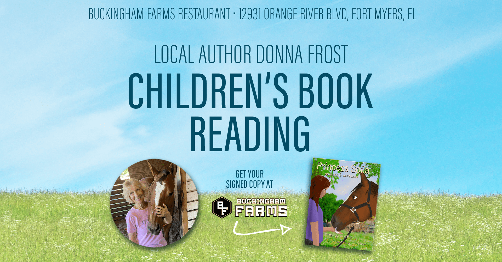 Donna Frost Book Reading of Princess Sofia: Accepting Gracie's Love at Buckingham Farms Restaurant